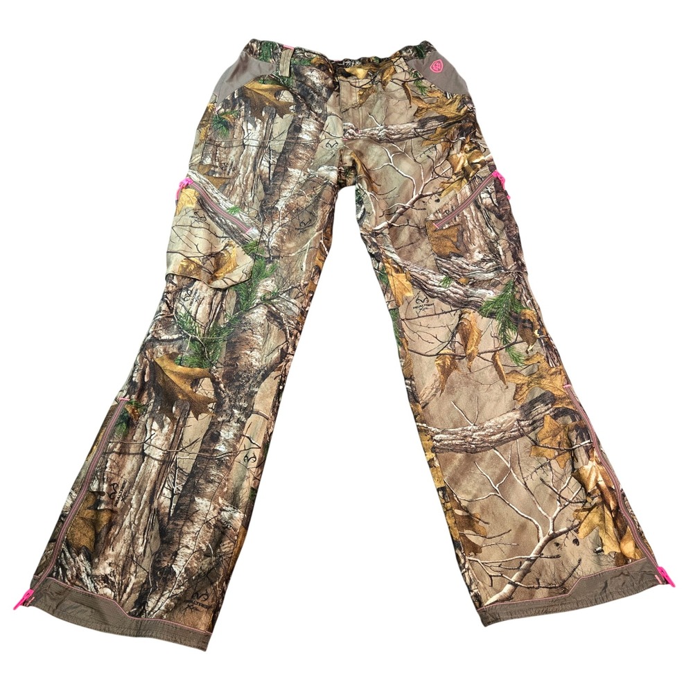 Game Winner Ladies Realtree Xtra Camo Waterproof Hunting Cargo Pants Pink Large